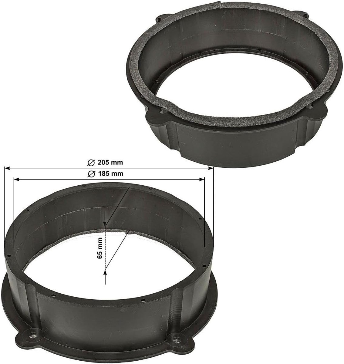 tomzz Audio 2803-022 Luidspreker Rings Adapterbeugels compatibel met Audi TT 8J 2006-2014 Q7 4L vanaf 2005 voordeur voor 200mm DIN luidsprekers