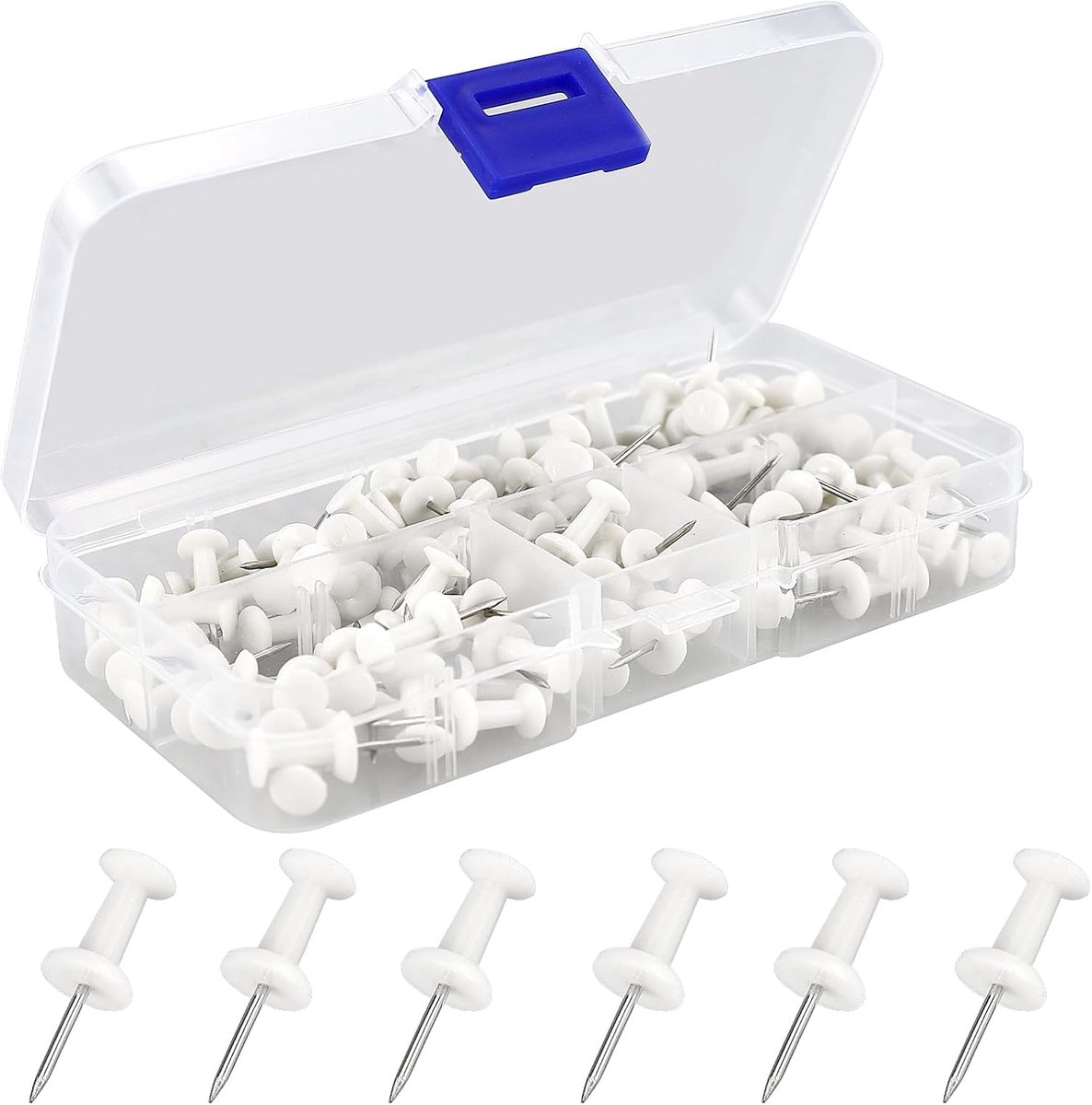 100 stuks witte stalen pushpins met plastic koppen voor kurkbord, bulletin, kaarten, posters en notities