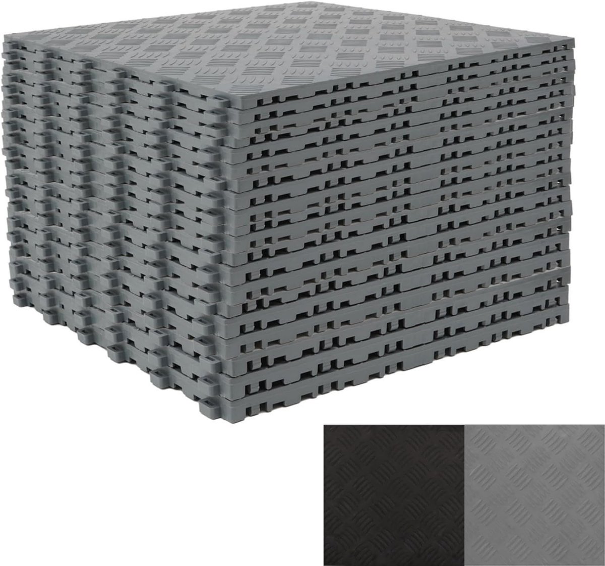uyoyous 20 stuks PVC garagevloeren, 40 x 40 cm in elkaar grijpende garagevloertegels, 18 mm dikke antislip rubberen tegels, duurzame garagevloerbedekking (20, grijs, 40 x 40 cm)