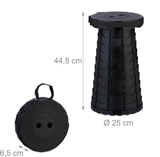 Camping krukje - telescopisch - hoogte verstelbaar - tot 100 kg - zwart van Camping — afbeelding 2
