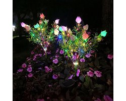 Merkloos Zonne-energieverlichting voor buiten - Led-tuinverlichting met bloemen - Waterdichte sfeerverlichting voor buiten - Gekleurd licht