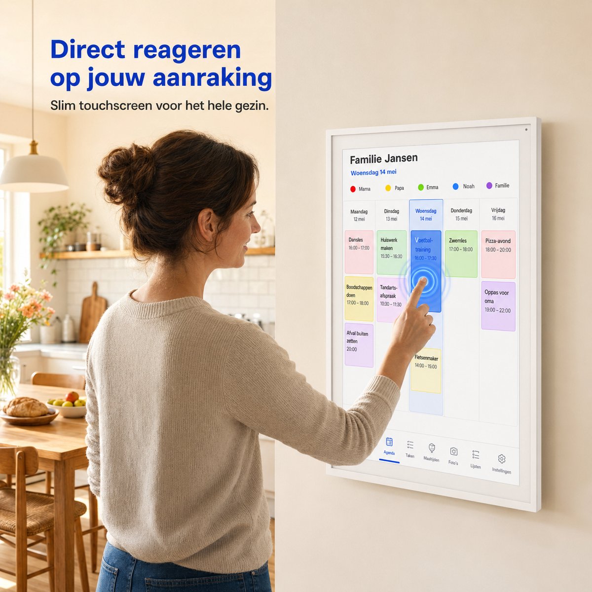 Elcostar® PRO Digitale Kalender & Digitale Fotolijst in 1 - 15,6 inch - Full HD Touchscreen - Slimme Gezinsplanner - Digitale Takenlijst - Interactief Haarddisplay - Montage voor Wand en inclusief standaard - Moeiteloze planning & overzicht thumbnail 2