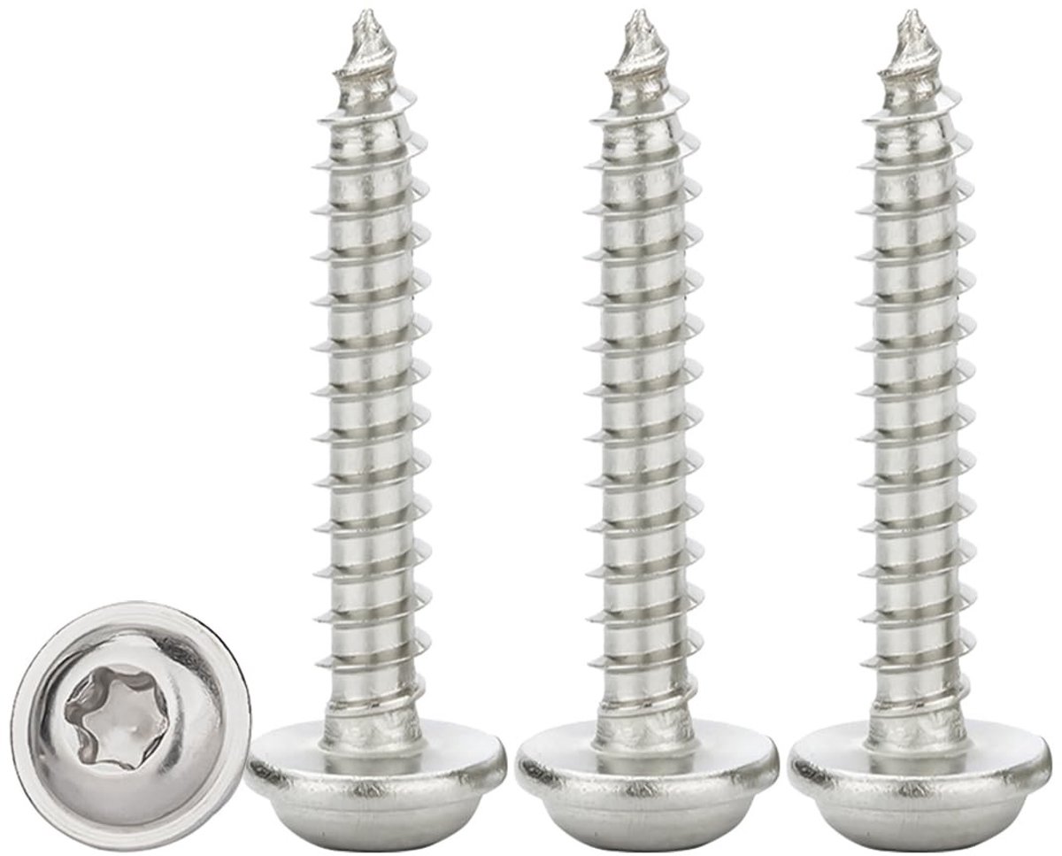 Zelfborende Platen Schroeven met Wasmachine M3x18mm, 50 Stuks RVS A2 V2A voor Hout en Metaal, Torx Volledige Draad