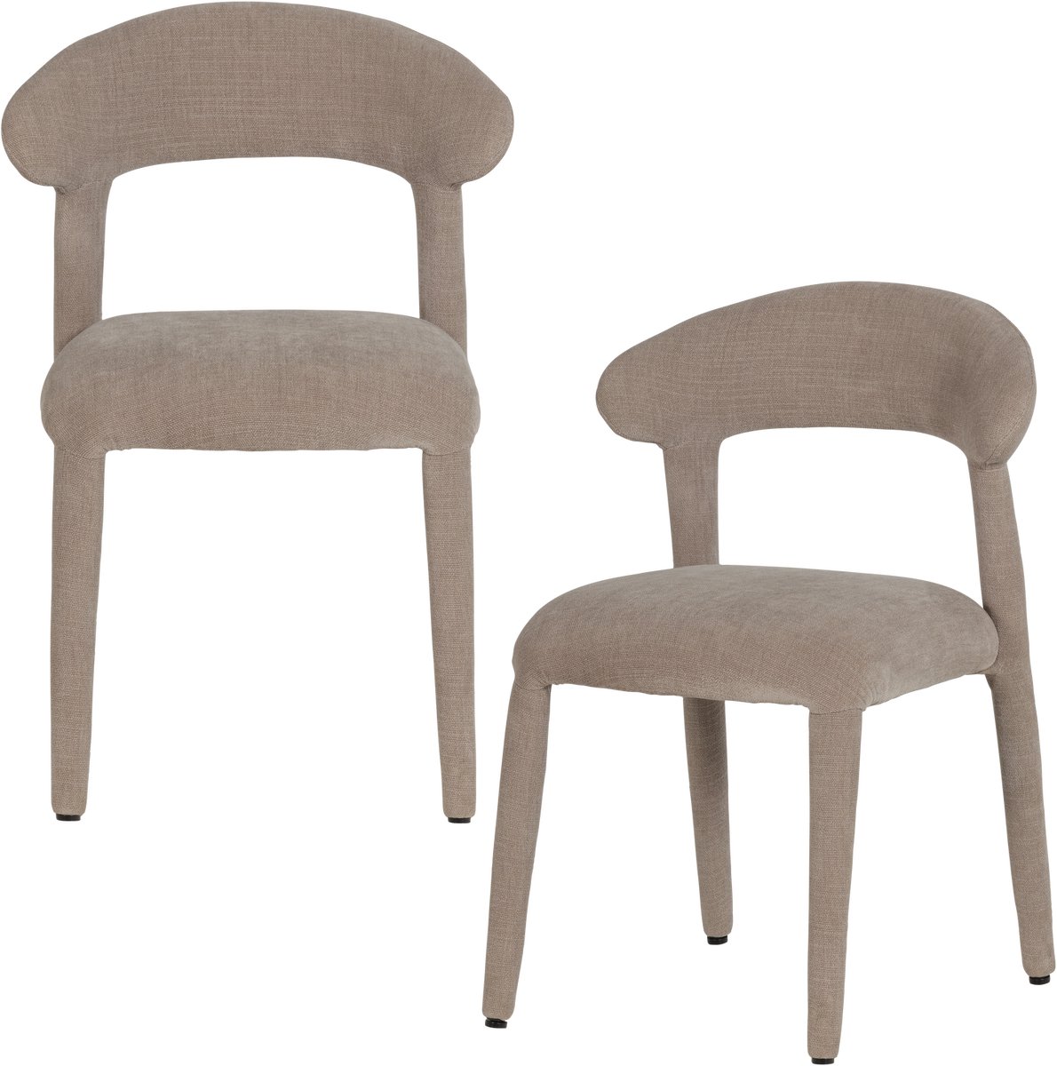 WOOOD Sile Eetkamerstoel - Linnenlook - Zand - Set Van 2 - 80x57x55