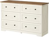 VASAGLE - Commode - Commode large avec 6 tiroirs - Commode en bois - Pour chambre et salon