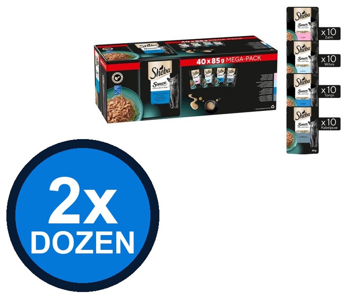 Sheba Sheba - Sauce Lover Pouch Saus Vis Sel Multipack (40x85g) - Kattenvoer Natvoer - 3.4 kg