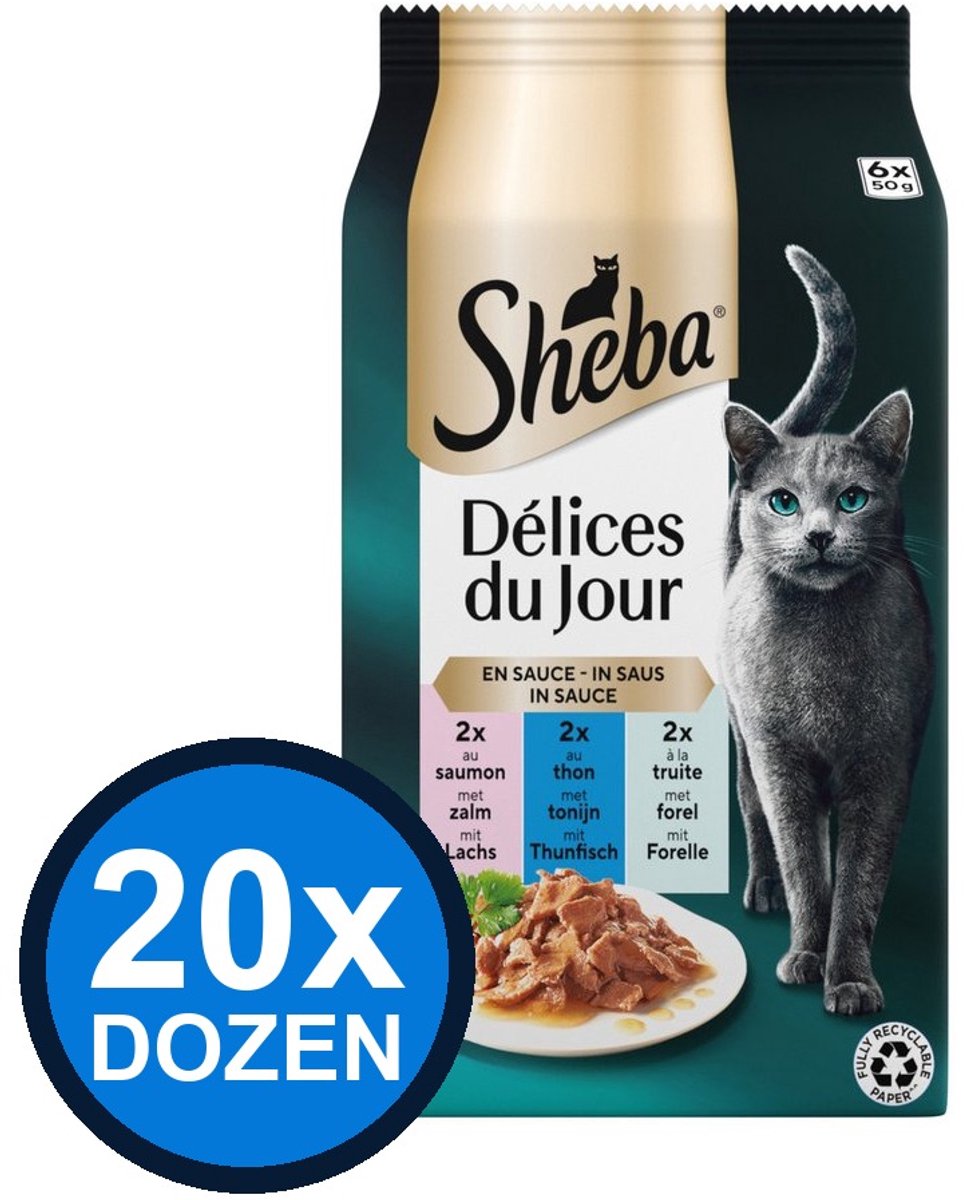 Sheba Sheba - Delices Du Jour Pouch Saus Vis Sel Multipack (6x50g) - Kattenvoer Natvoer - 300 g