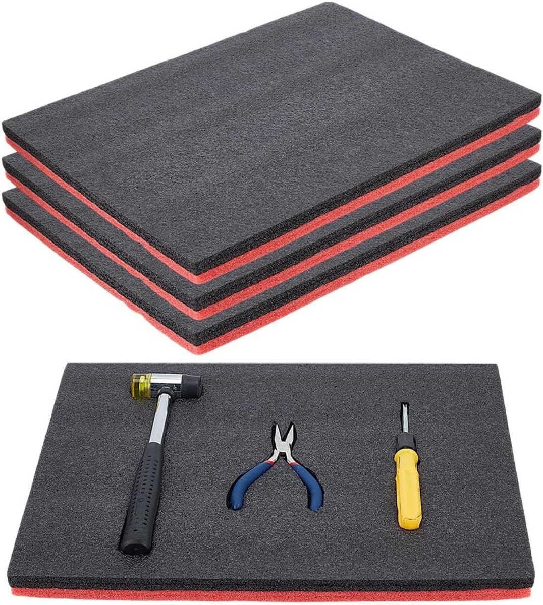 4 Stuks Toolbox Foam - Polyurethaanschuim Platen voor Koffer, Gereedschapsopslag en Creatief Gebruik, 41×30.5×2.5cm