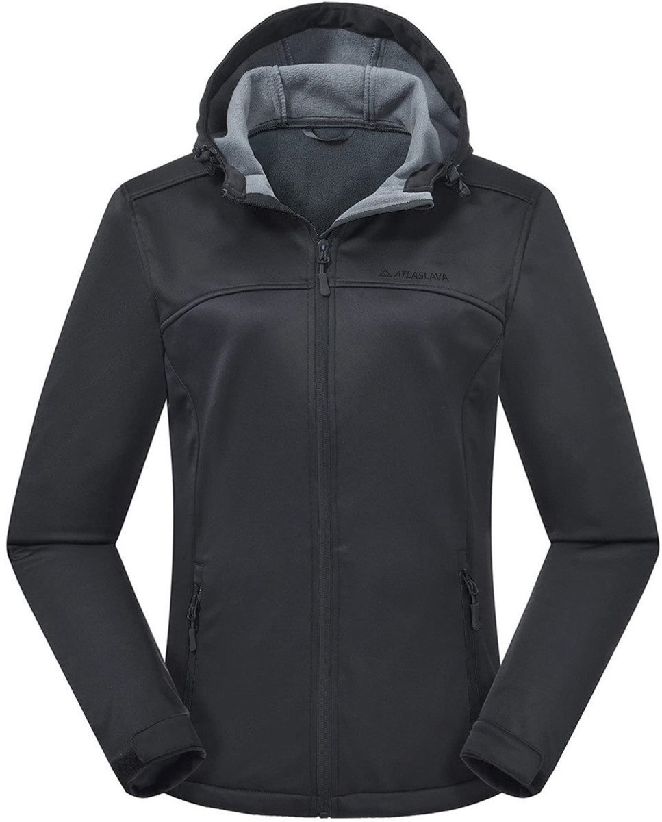 OLOEY Ademende regenjas dames warm fleece jack voor lente herfst en winter Zwart