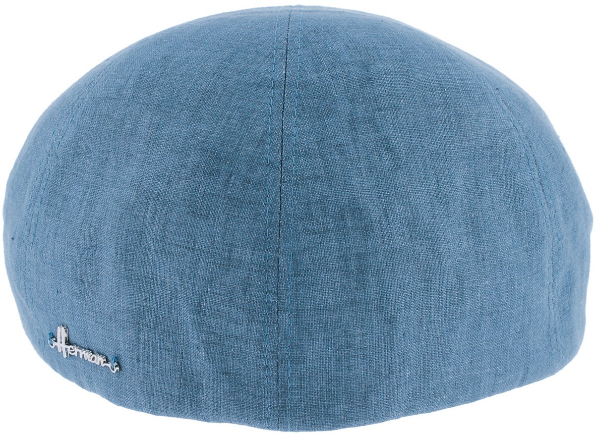 Herman casquette plate unie bleu de fabrication italienne avec dessous de la visière imprimée