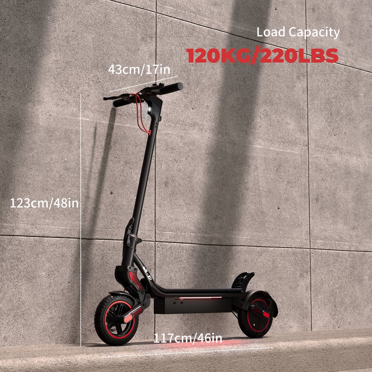 iScooter W8 Elektrische scooter - 9.3inch off‑road luchtbanden - 35km actieradius - 500W motor - 48V 10,4Ah accu - Maximumsnelheid 25 km/u - Mantis‑voorvorkdemper + onafhankelijke achterdemper - zwart – foto 7