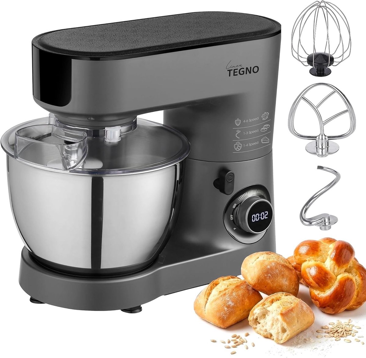 Keukenmixer - Roestvrijstaal - Professionele 1500W Motor - 6.5L Mengkom - Voor Bakkers en Koks