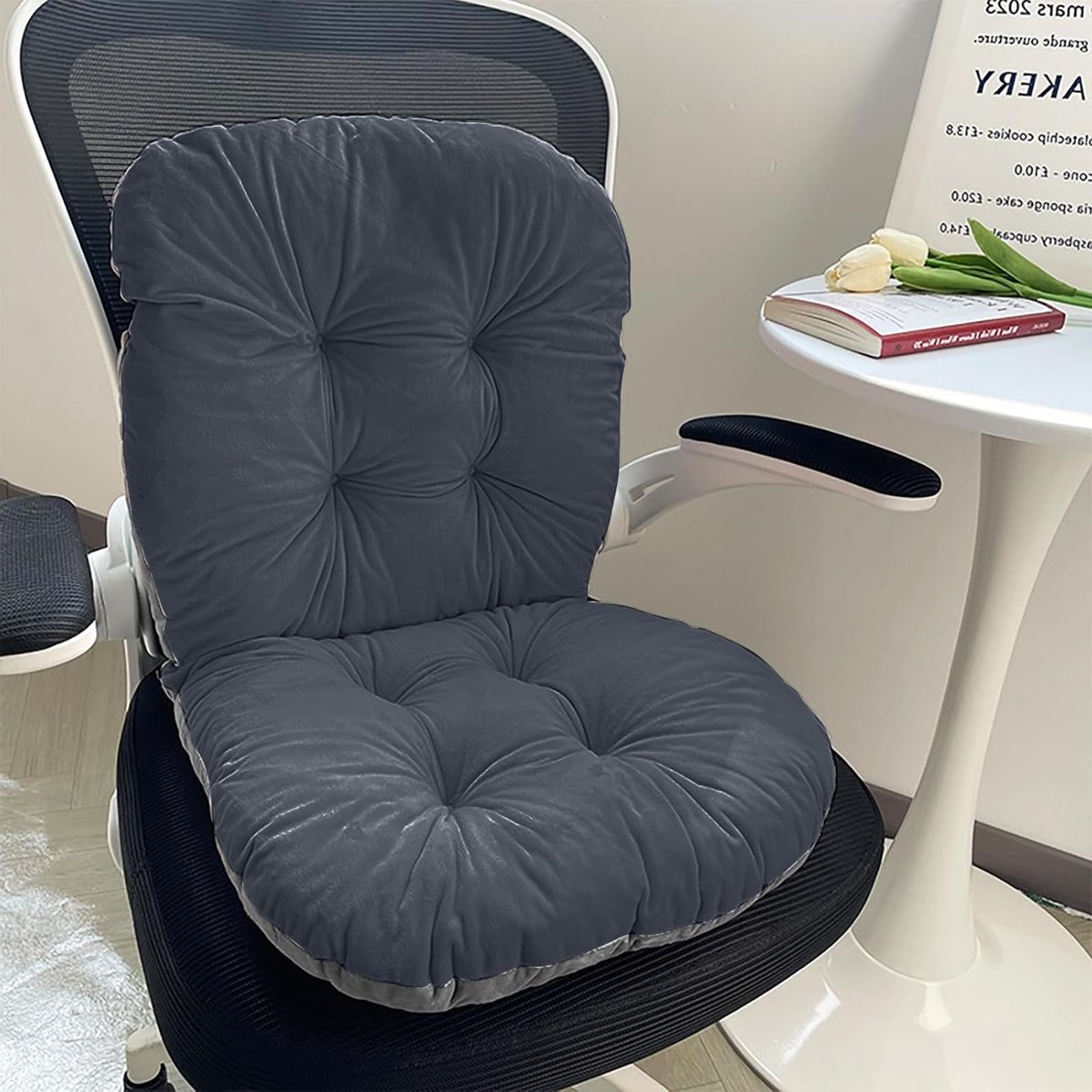 Comfortabele Tuinstoel Kussen met Hoge Rug, 42 x 85 cm, Geschikt voor Buiten, Kantoor en Studentenstoelen, Grijs