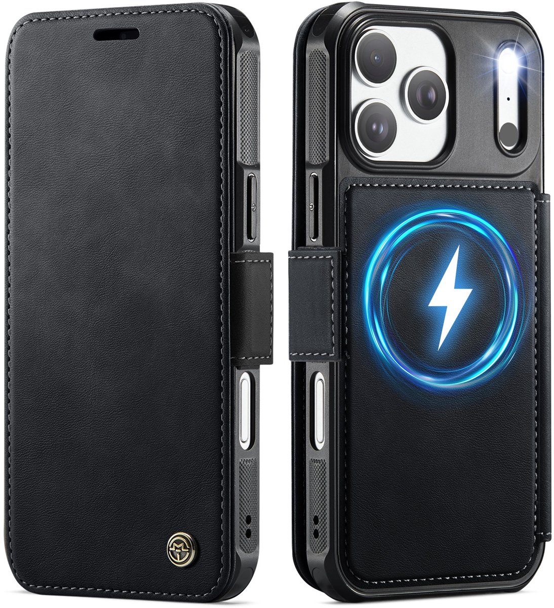 CaseMe Hoesje - Geschikt voor iPhone 17 Pro Hoesje - CaseMe 053 Slim Book Case - MagSafe Compatible - Zwart