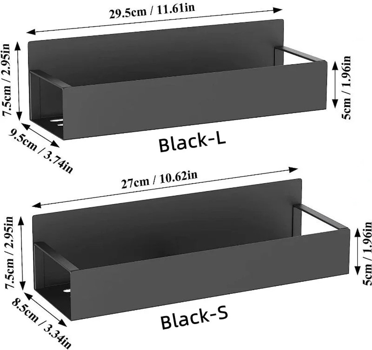 Golaro Kruidenrek - Magnetische Koelkastplank - Koelkast Zijplank - Huishoudelijke Keukenorganizer - 2 stuks - Zwart - Ijzer