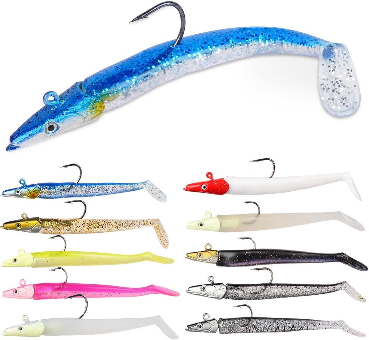 Spinning Fishing Bait van Rubber, Zachte Aas met Loodkop, Ideaal voor Zeebaars, Snoek en Forel, Perfect voor Zout- en Zoetwater Visserij