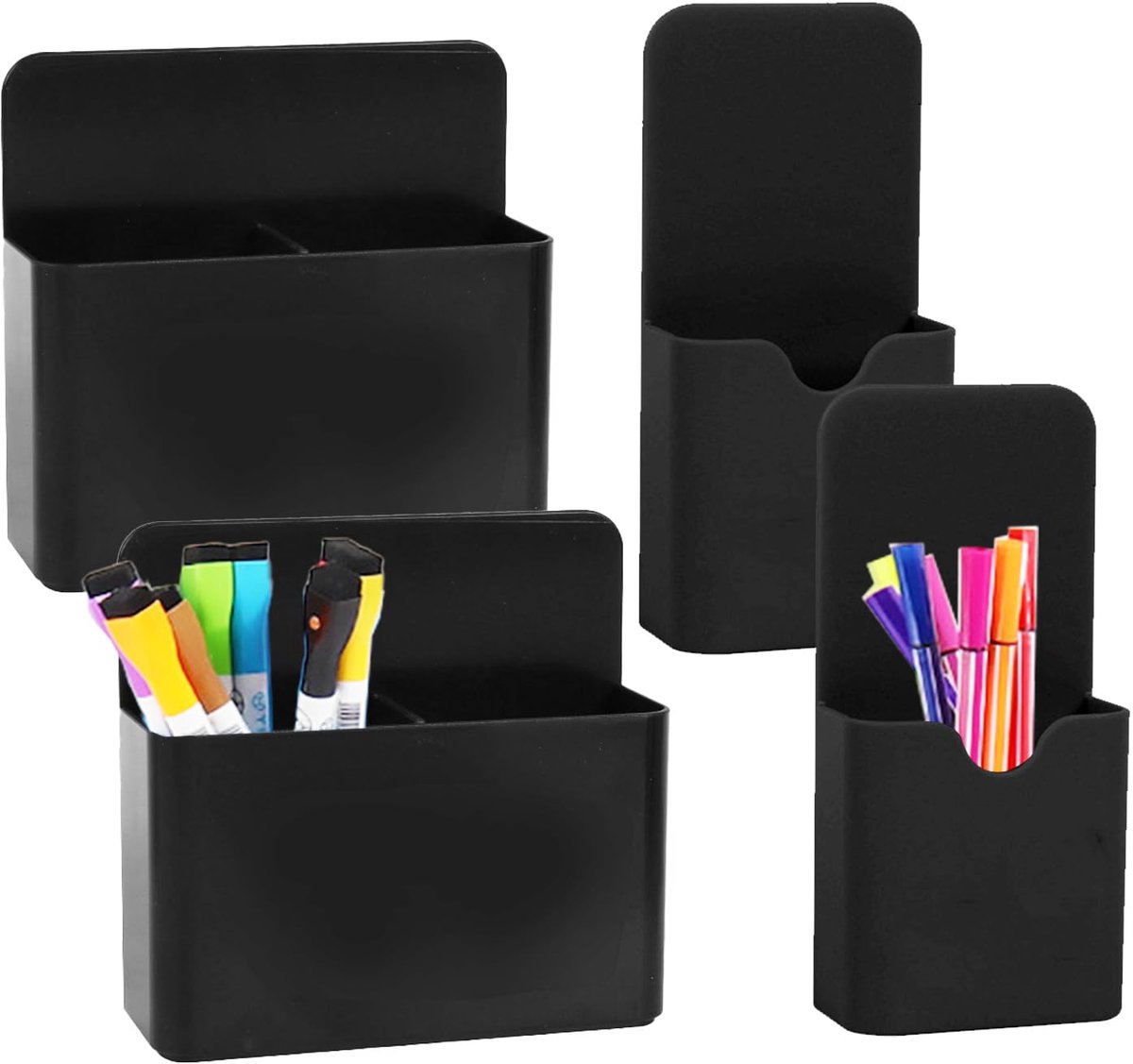 Magnetische marker houder - 4 stuks - zwart - organizer voor whiteboard markeringen - ideaal voor kantoor en school - ShopVlot