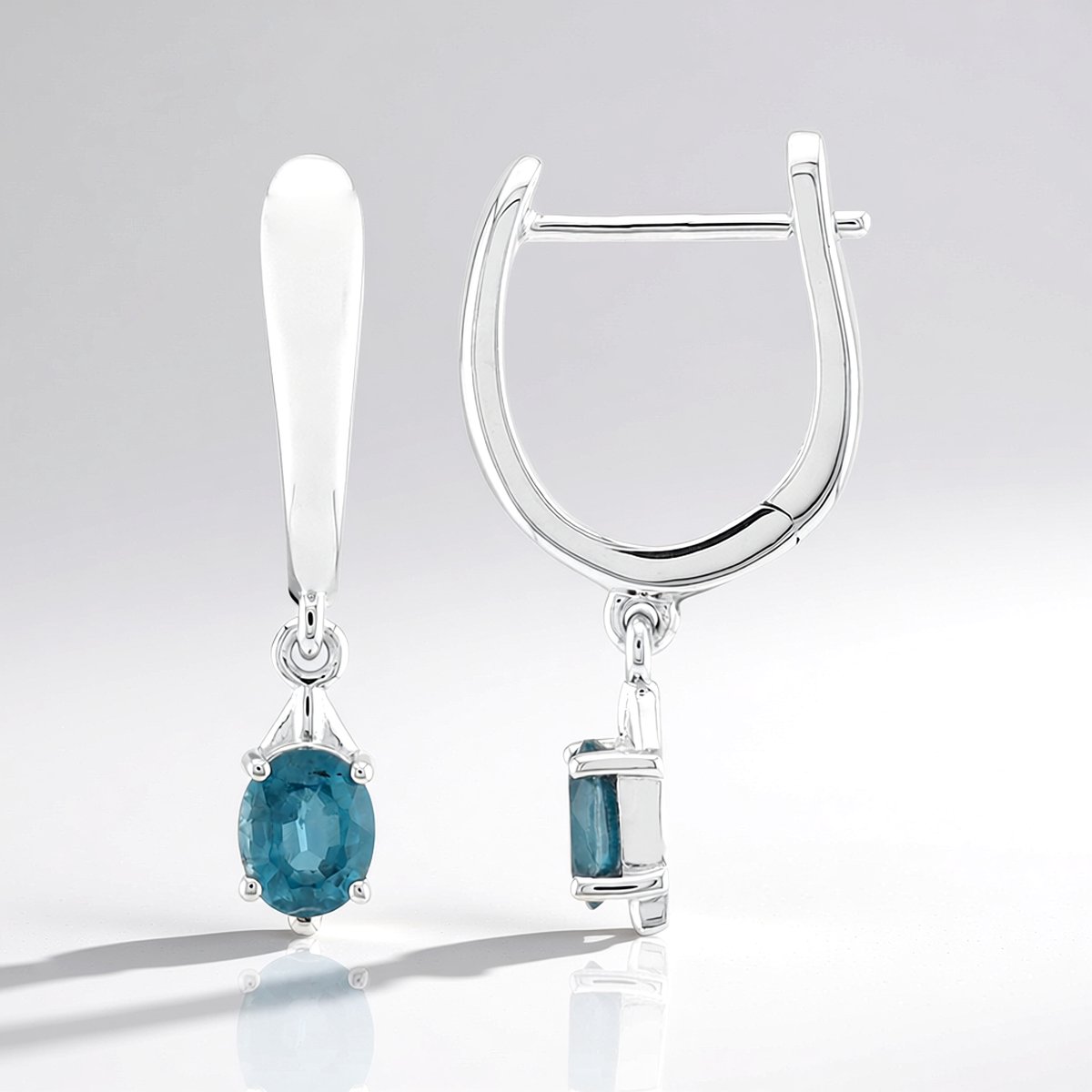 Cavill - Zilveren Oorbellen met 0,765 ct Groene Kyaniet - 925 Sterling Zilver Gerhodineerd - Ovale Edelstenen - Elegante Oorhangers Dames