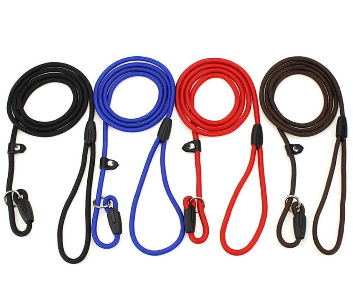 Hondenriem slipriem 1,35 m x 1 cm - nylon - 4 kleuren mix - ideaal voor training - ShopVlot