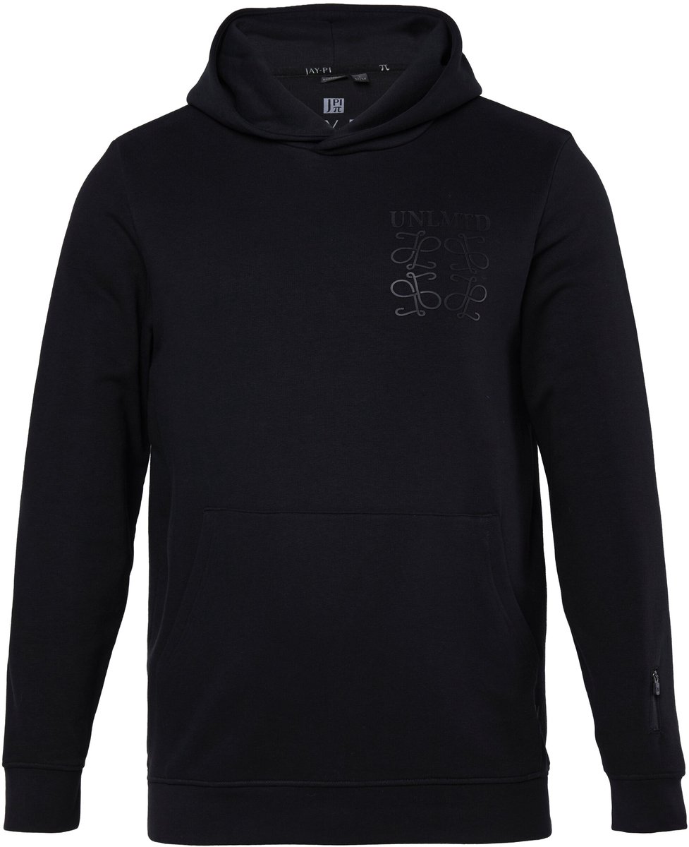 JAY-PI - Heren - Hoodie fitness capuchon kangoeroezak tot 7XL - Zwart - Maat XXL