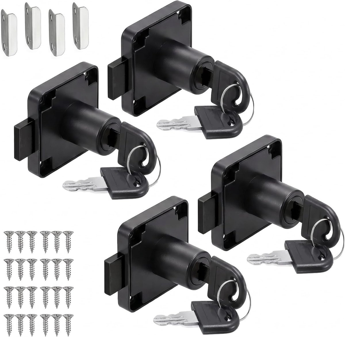Veiligheidsslot voor meubels met sleutel - 4 sets, 22mm, ideaal voor kasten en opbergmeubels
