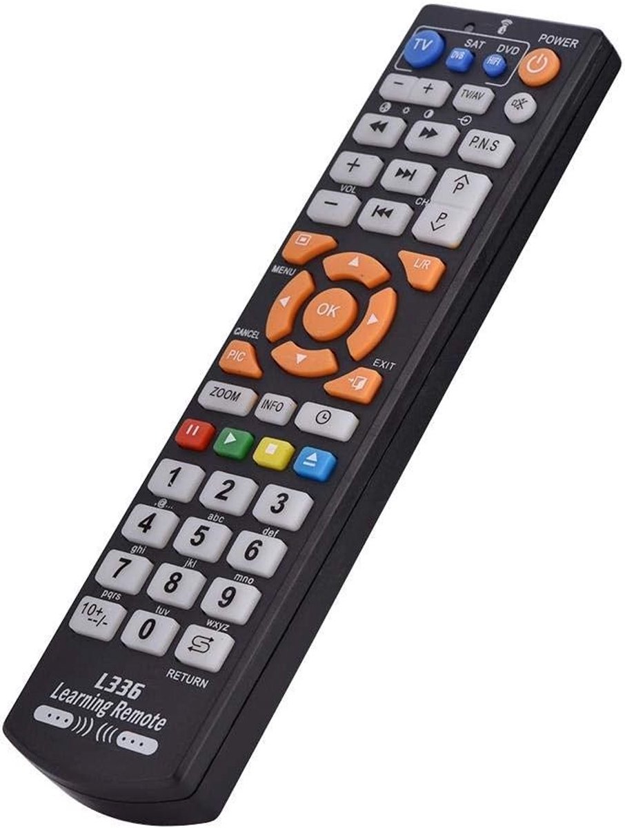 Universele Intelligente Afstandsbediening met Leerfunctie voor TV, DVD en SAT - Draadloze Toetsenbordbediening (Zwart)