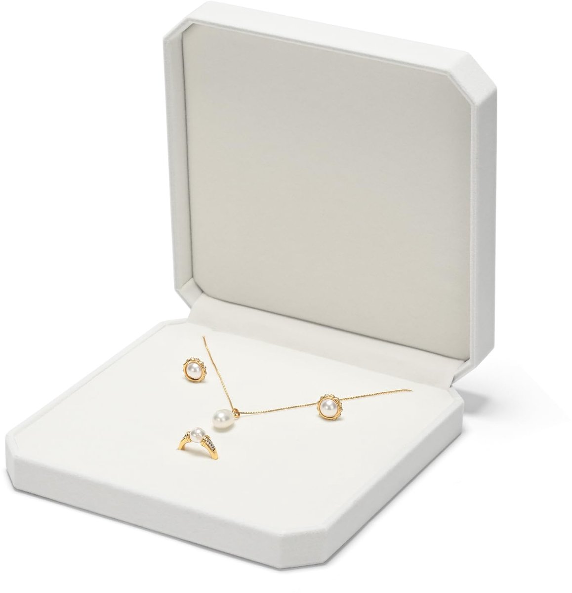 Halsketting opbergdoos fluwelen wit - multifunctioneel - geschenkdoos - perfect voor lange kettingen - ShopVlot
