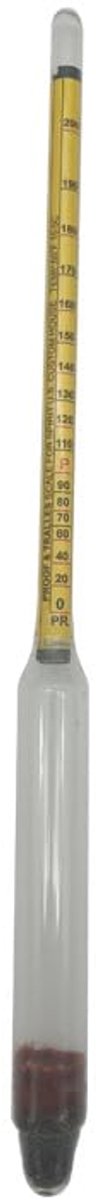 Alcoholmetingapparaat hydrometer 0-100 vol% - voor gedistilleerde dranken - inclusief 100 ml meetcilinder - ShopVlot