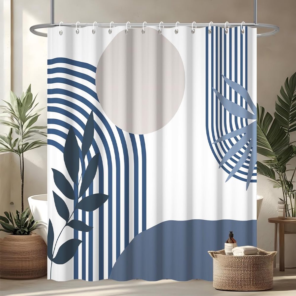 Douchegordijn 200 x 180 cm - blauw - schimmelwerend - waterdicht en wasbaar - ShopVlot