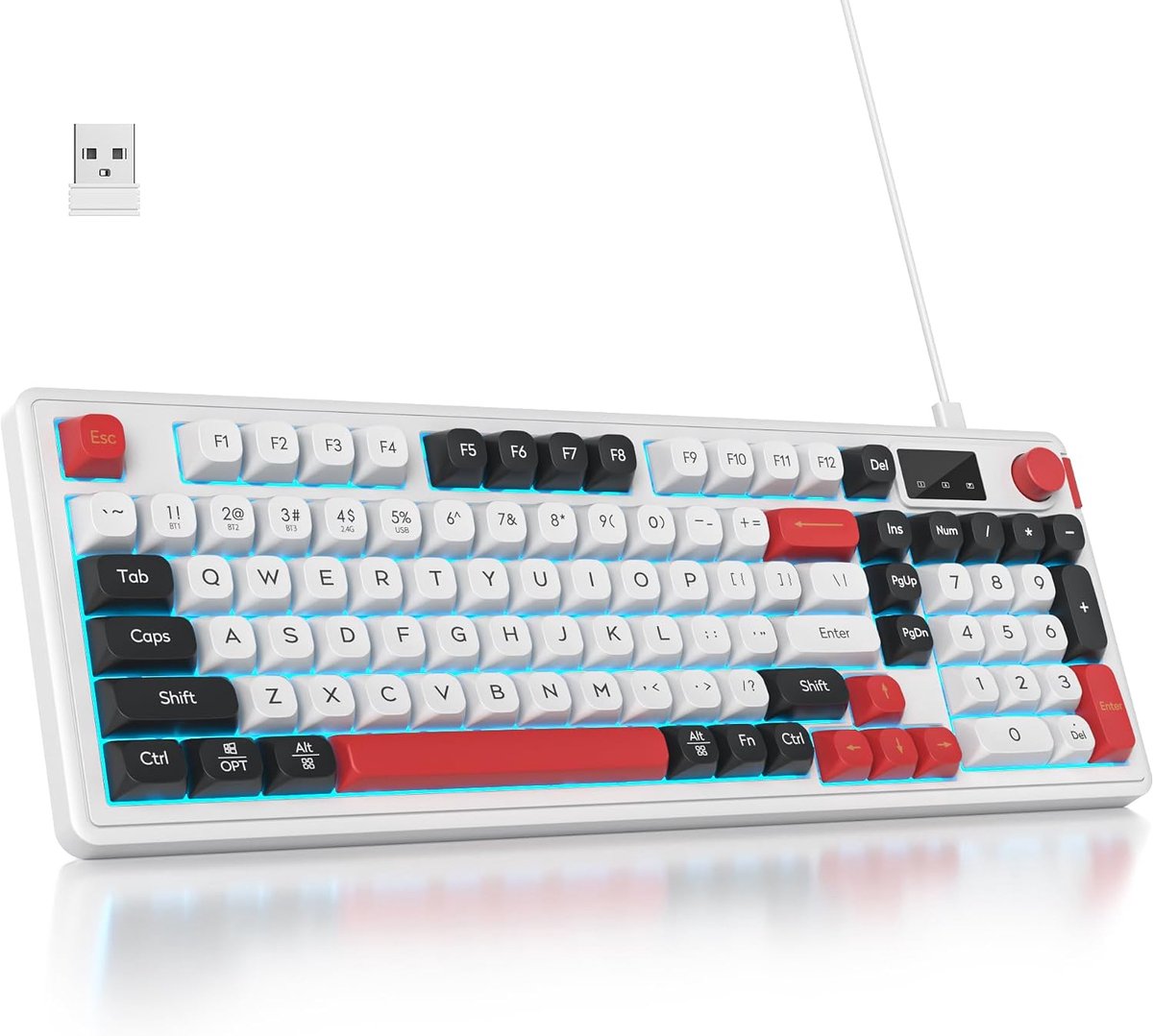 Draadloos toetsenbord met RGB verlichting - Crème met numeriek toetsenblok - Mechanisch gevoel - Ideaal voor gamers - ShopVlot