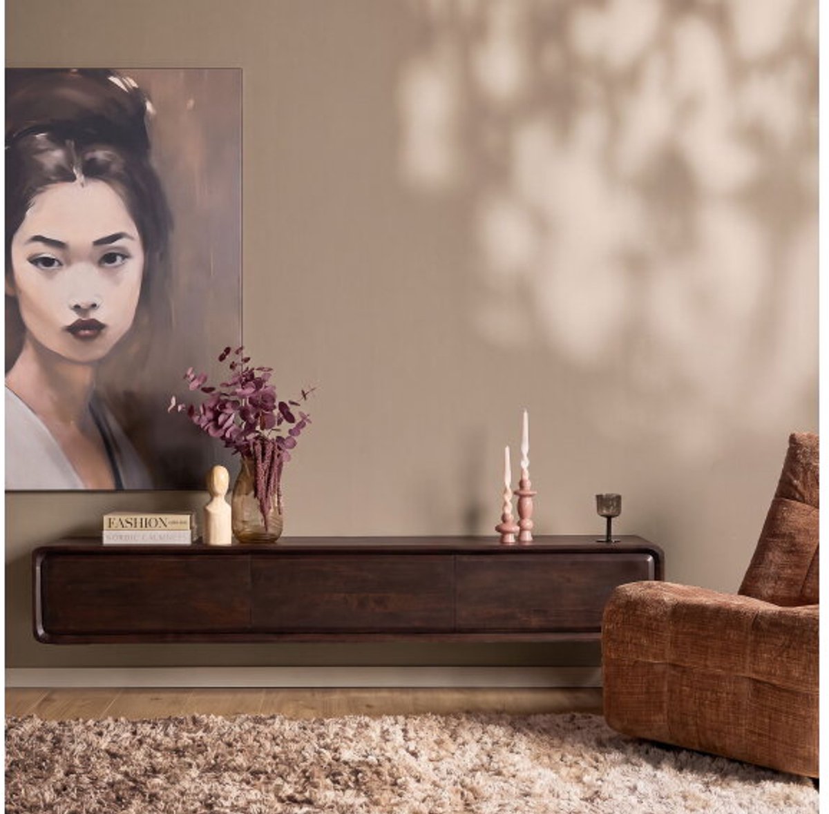 Starfurn - Zwevend tv-meubel Allure mangohout 160 cm - bruin