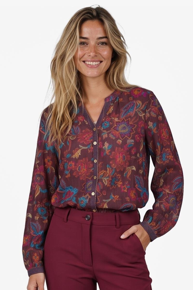 DIDI Dames Blouse Tinto Brown Pretty print maat 46