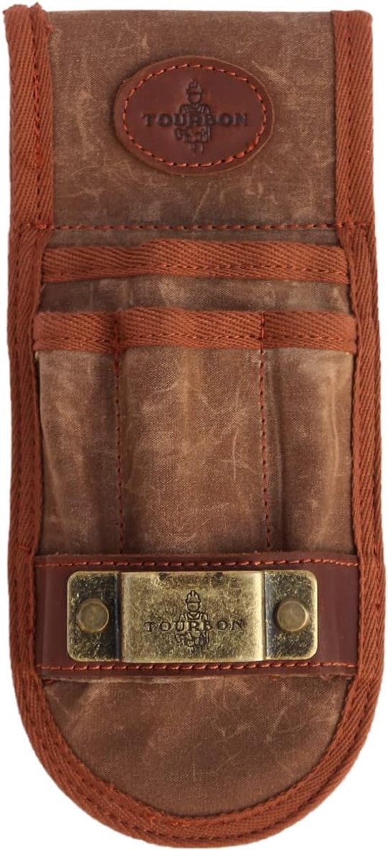 TOURBON Wax Canvas and Leather Tool Belt Holster with Tape Measure Holder for Electrician Workshop Brown - ShopVlot