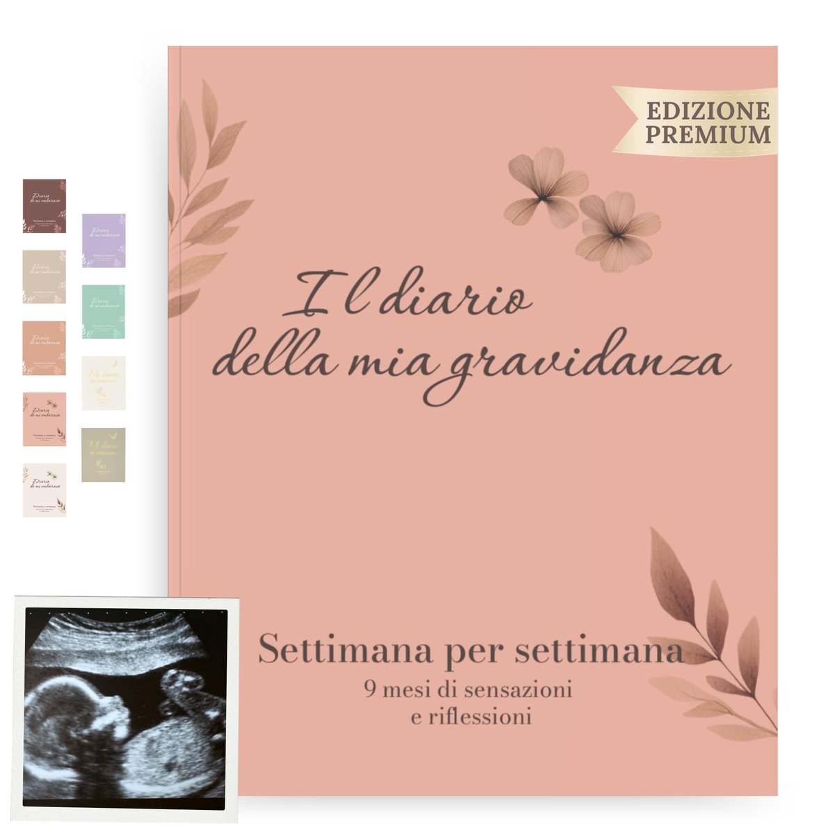 Zwangerschapsdagboek - Roze Italiaans - Met ruimte voor foto's en ultrasoon - Leg elk moment vast - ShopVlot