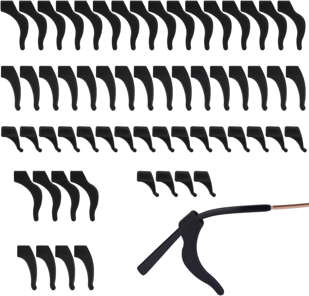 30 Paar Oorclips voor Brillen - Siliconen Antislip Brilhouders, Comfortabele Oorkussens en Oorhaken voor Sport en Lezen, Geschikt voor Zonnebrillen en Correctiebrillen (Zwart)