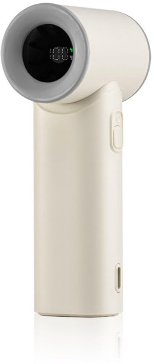 Handventilator 5 snelheden - wit - led-display - stille motor voor onderweg - ShopVlot