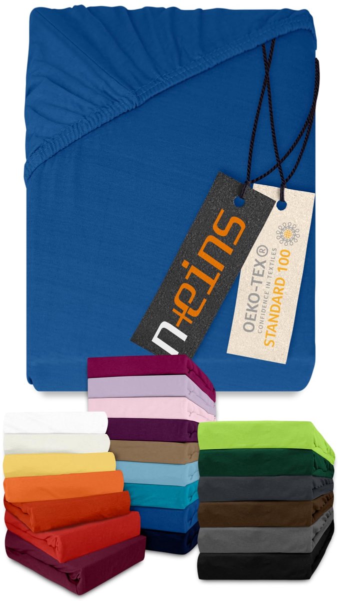 Jersey hoeslaken 80-90 x 190 cm - 100% katoen - koningsblauw - voor optimaal slaapcomfort - ShopVlot