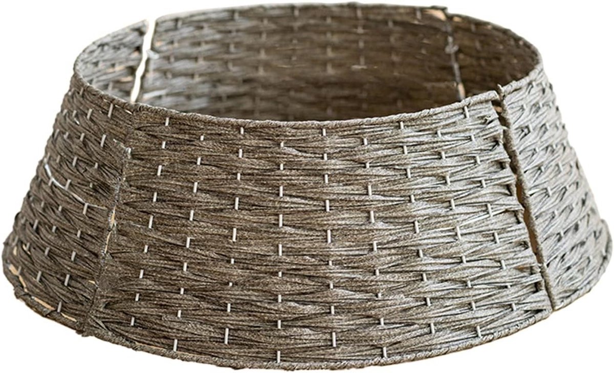 Vintage Decoratieve Boommand voor Kerstboom - Ronde Basis, Scandinavisch Design, Geschikt voor Planten en Treetroot Decoratie (Grijs)