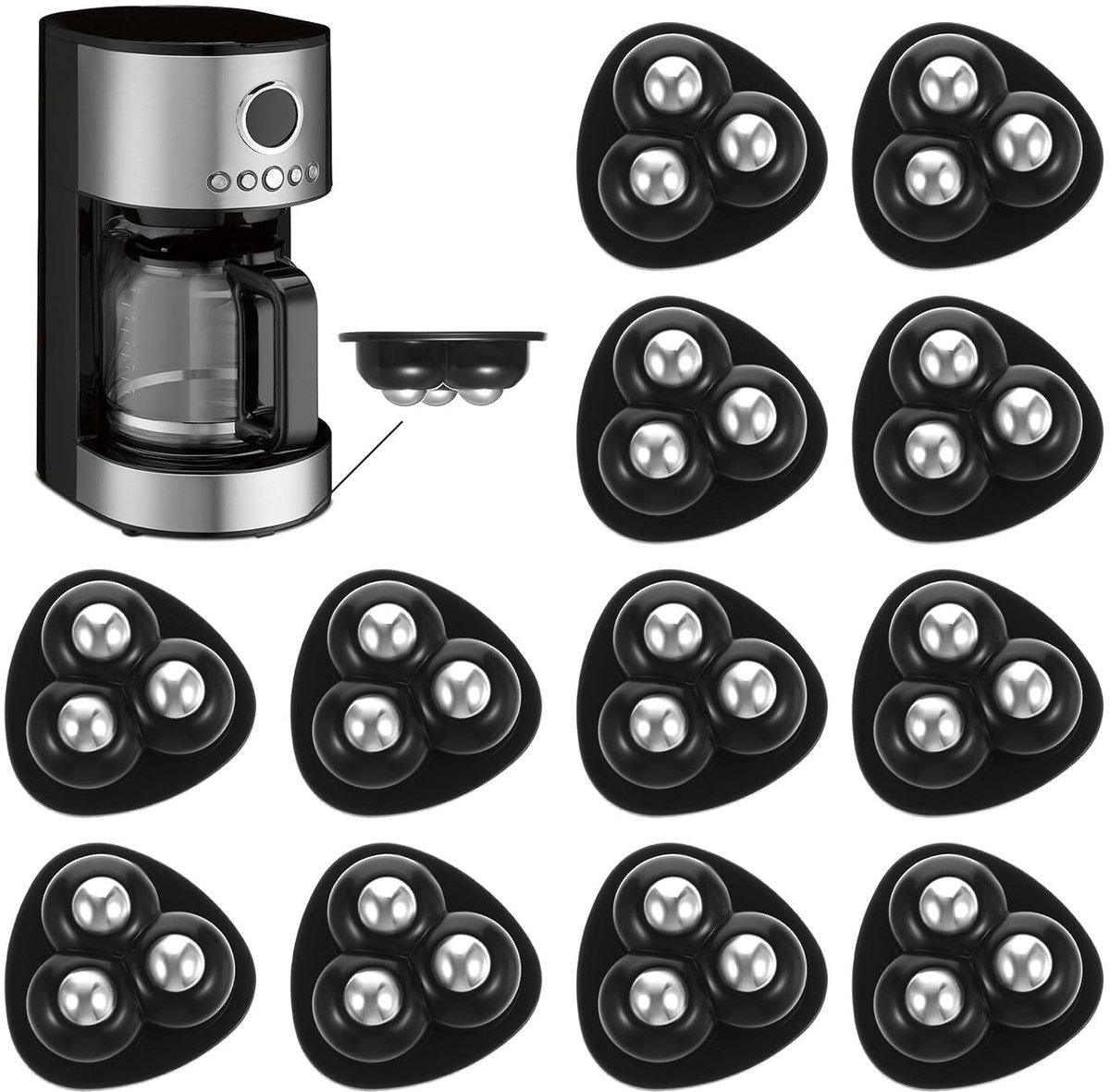Pack of 12 Ball Wheels Heavy Duty Self Adhesive Device Rolls
