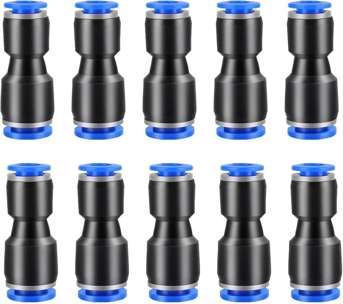 Set van 10 Pneumatische Fittingen voor Perslucht Slang 8 mm x 6 mm - Geschikt voor Industrie, Elektronica en Auto's
