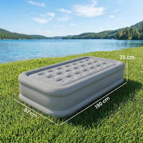 Outsunny Luchtmatras-Kunststof-190L x 97B x 39H cm-Grijs van Merkloos — afbeelding 4