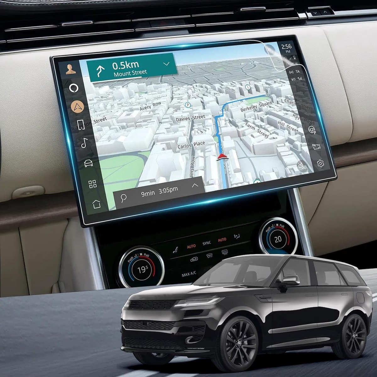 Pack van 2 Schermprotectors voor Range Rover Sport 2023-2024 | 13.1 inch GPS | Krasbestendig en Duurzaam