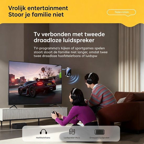 Bluetooth 5.4 AUX Adapter 2-in-1 Bluetooth Transmitter en Receiver Auto 3.5mm - Voor Auto, TV, PC, Koptelefoon - 2 Apparaten Verbinden - Vrije Muziek & Handsfree Gesprekken — afbeelding 5