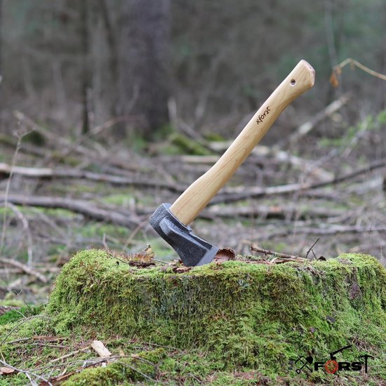Handbijl Houtbewerking - Kampeerbijl Outdoor - Hout Kloven Tuin - Duurzaam Carbon Staal - 45 cm Lengte - Bruin — afbeelding 3