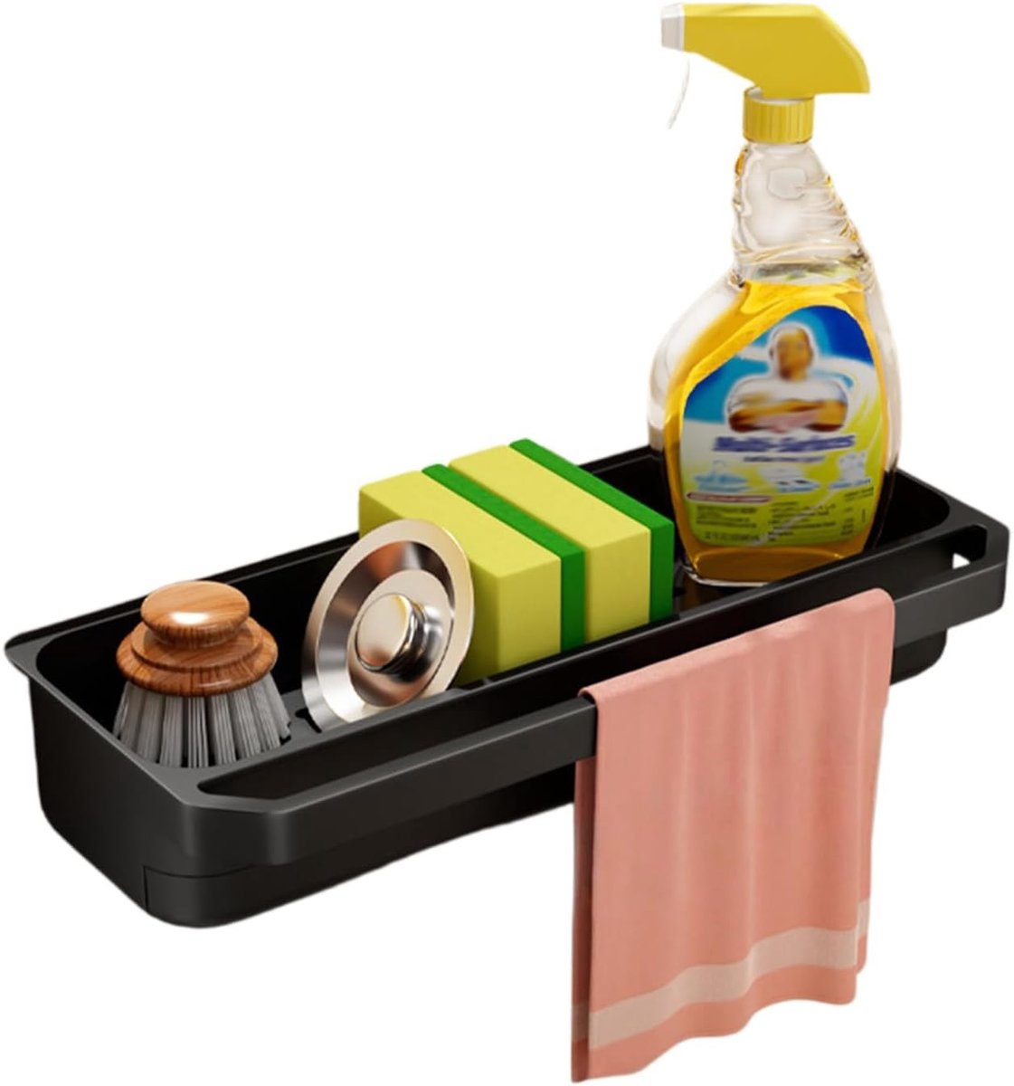 Multifunctionele Afwasbak Houder - Duurzame Plastic Spons Houder en Droogrek voor Keuken, Ruimtebesparende Organizer met Roestvrij Ontwerp en Verwijderbare Afvoerschotel