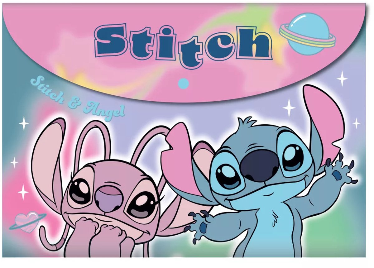 Disney Stitch A4 Documentenmap – Lilo & Stitch Universe – Transparante Documentenhoes met Drukknop
