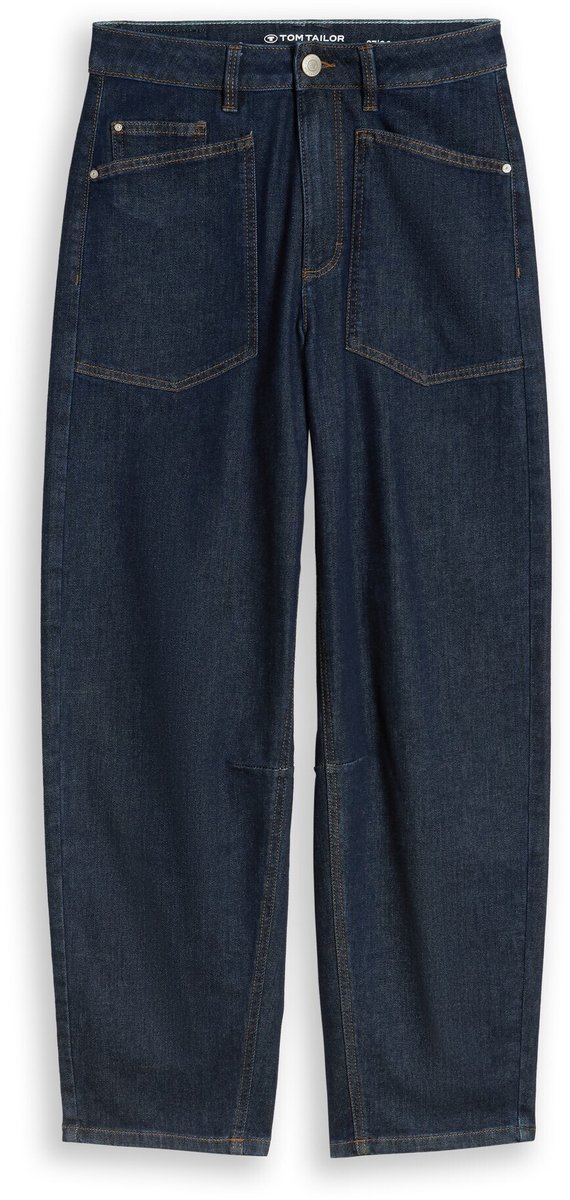 Tom Tailor - TTCELIA BARREL-jeans met opgestikte zakken - Maat 34/28 - Rinsed Blue Denim