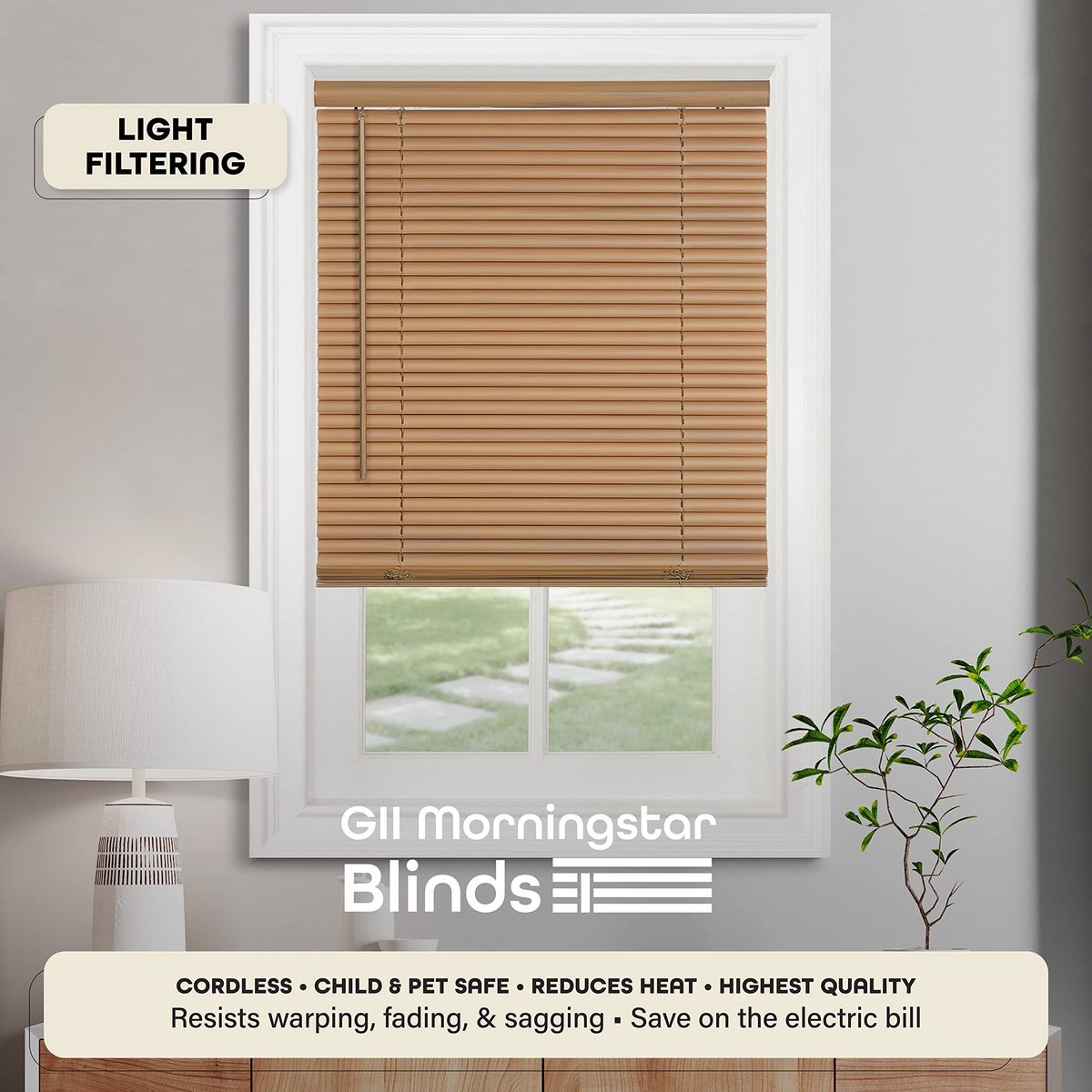 Mini-jaloezieën 65x64 inch - Woodtone - Draadloos - Ideaal voor lichtfiltering - ShopVlot
