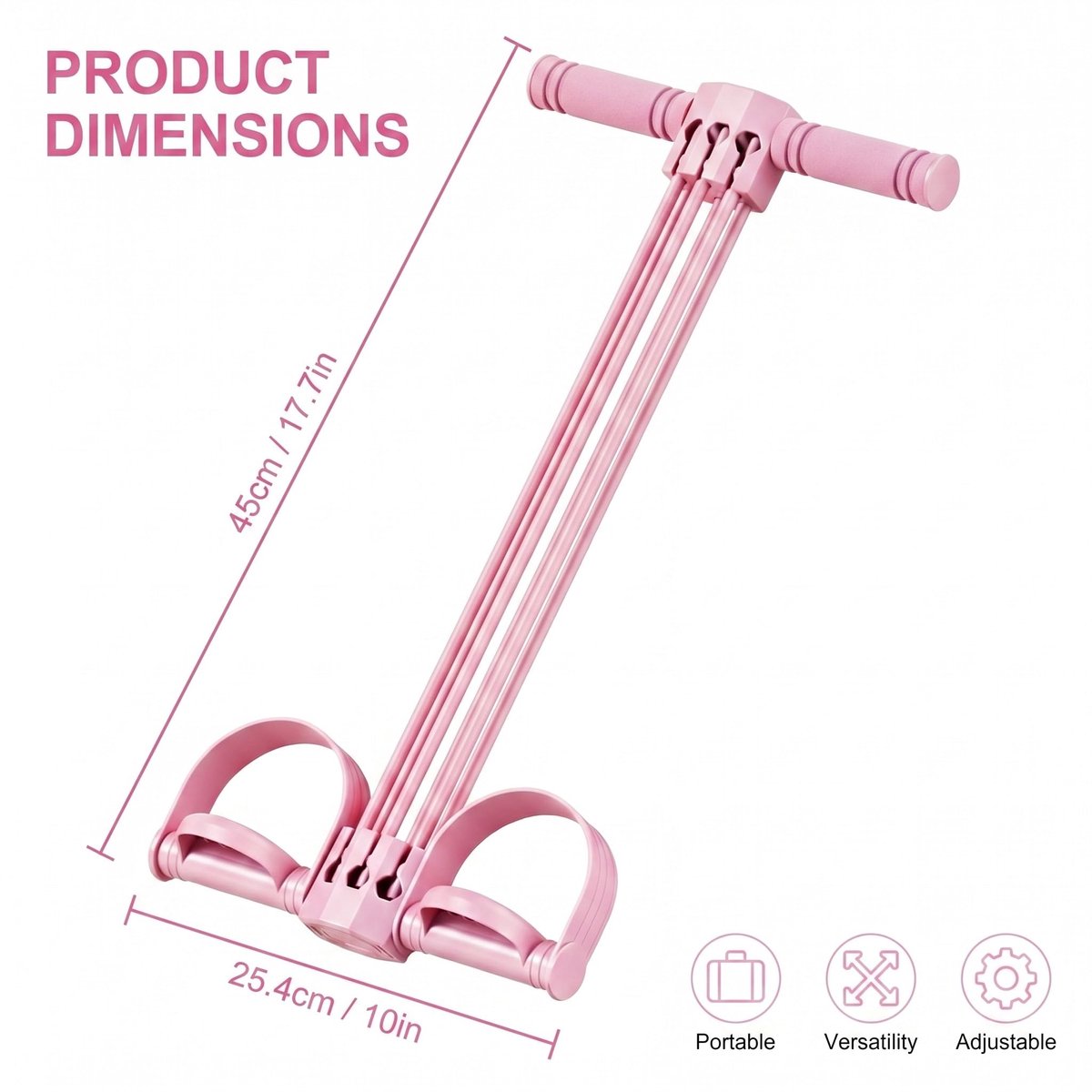 Fitness-elastieken 6 buizen - pedaalspankabel - roze - ideaal voor buikspieren thuis - ShopVlot