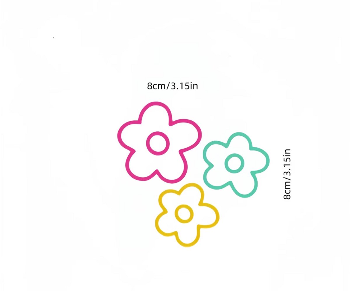 Fardmell Bloemen Stickers – 3 Stuks – Auto Stickers – Raamstickers – Decoratieve Bloem Stickers – Roze Groen Geel – 8 cm